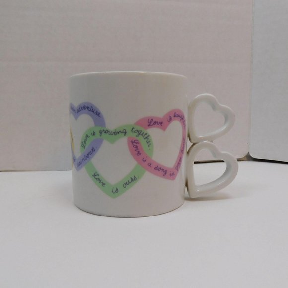 Avon Love Is... Sayings Coffee Mug Double Heart Shaped Handle - Picture 3 of 6